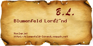 Blumenfeld Loránd névjegykártya